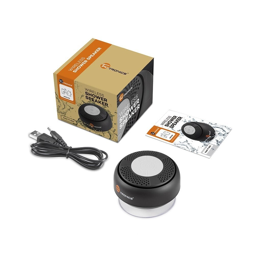 TaoTronics Wireless Shower Speaker│Waterproof│IPX4│Black│TT