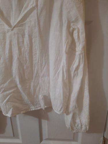 Abercrombie & Fitch White Linen Top Womens Small Tie In Front - Picture 3 of 6