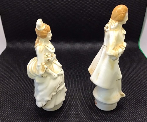 Salt Pepper Shakers NORITAKE MORIMURA Gilded VICTORIAN COUPLE Rare Hand Painted - Picture 4 of 12