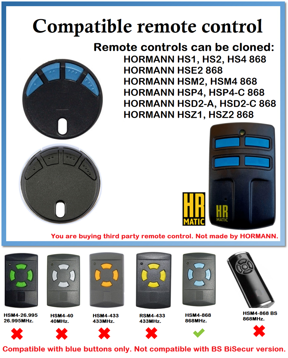 Duplicatore Di Telecomando Per Hormann HS1, HS2, HS4 868mhz - Foto 5