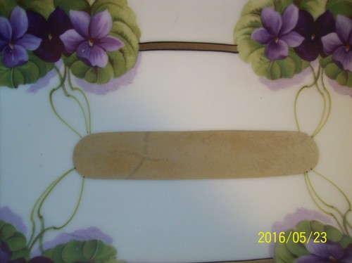 PM Piatto Sedano Lungo Doppio Manico Porcellana Tedesca Bavarese Vintage Viola Patt - Foto 3 di 9