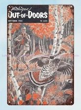 nostalgic wall Michigan Out of Doors 1952 hunter rifle pleasant hunting tin sign