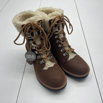 MIA Regis Brown Faux Fur Shearling Lines Boots Women s Size 6.5 New