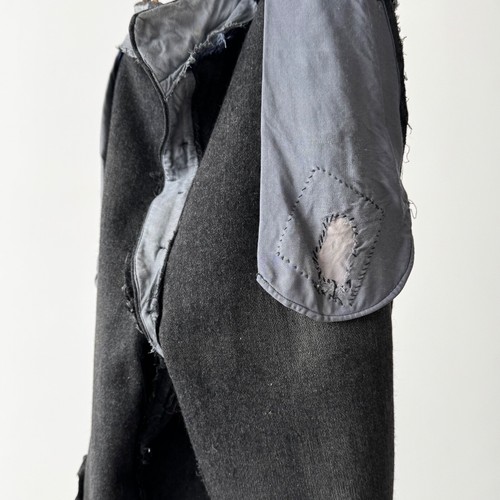 Antique 1930s French Workwear Lutteurs Faded Suspender Buckle Back Wool Trousers - Picture 10 of 14