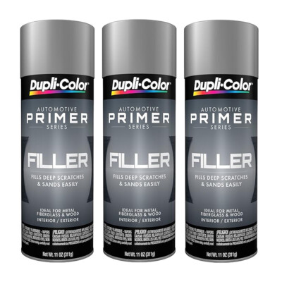Duplicolor FP101 General Purpose Sandable Filler & Primer Gray 11Oz Pack of 3