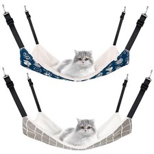 2 Pieces Reversible Cat Hanging Hammock Soft Breathable Pet Cage Hammock with...