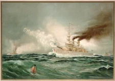 1899 Werner Co. Chromolithograph US Navy Battleship INDIANA Oregon Massachusetts