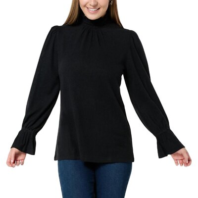 smocked mock neck top