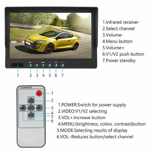 7" Rear View Monitor 2x White 4PIN Dome CCD Color Reversing Camera+20M For Truck - Picture 10 of 12