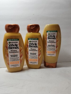 3 Garnier Whole Blends 2 Shampoo & 1 Conditioner Honey Treasures Repair Hair