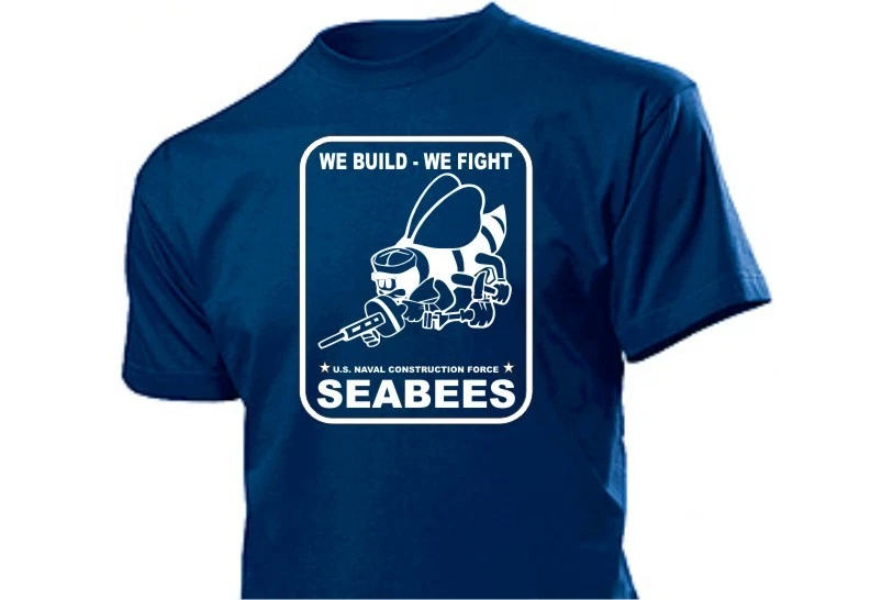 Army Seabees Naval Construction Force Nose Art T-Shirt WK2 Navy Seals S-XXL WWII - Bild 1 von 1