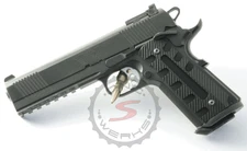 1911 Grips Aluminum CNC S WERKS Thetis Full Size "Flat Bottom" Black