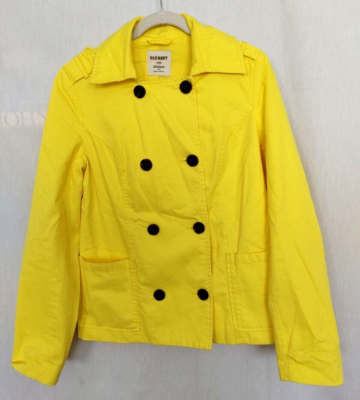 Old Navy Double-Breasted Cotton Jacket Coat Bright Yellow Size M