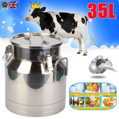 35L Stainless Steel Milk Churn Can Bucket Container Ghee Pot+handle+Sealed lid
