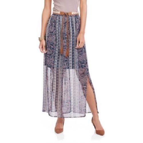 Woven Maxi Skirt with Adjustable Belt in Size XL 16-18-image