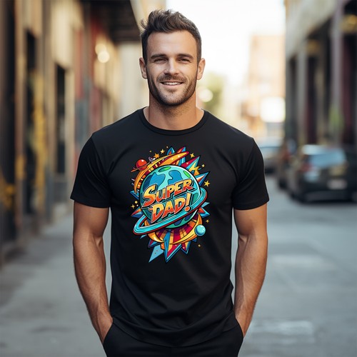 Super World Dad - Funny Super Dad T-shirt, Ideal Gift for the Heroic Father in Y - Picture 9 of 46