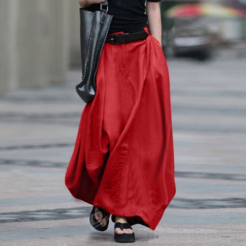 Damen Frauen Mode Hippie Lange Röcke Baumwolle Leinen Hippie Freizeitkleid - Bild 19 von 24