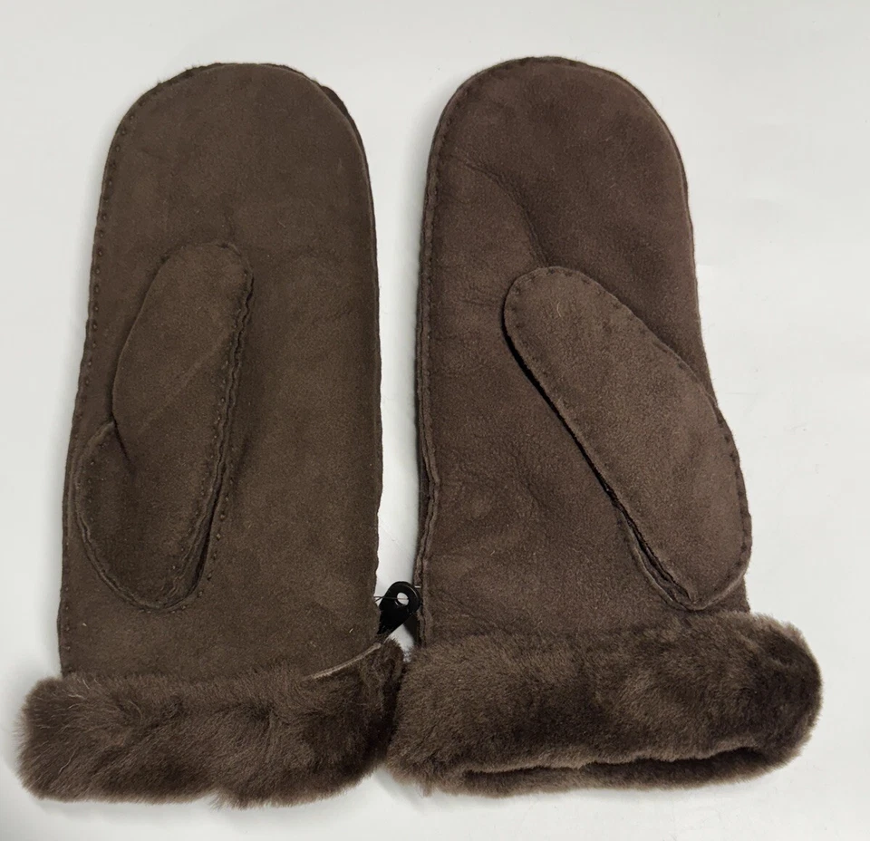 Guantes de piel de oveja UGG marrón oscuro cosidos a mano para mujer S/M nuevos Foto 2 de 4
