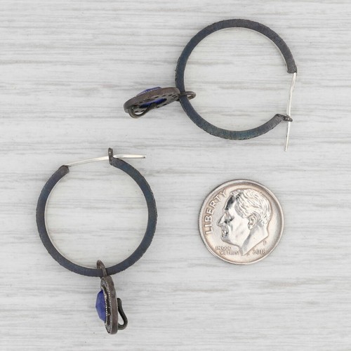 Nuevo Nina Wynn Aro Pendientes Plata de Ley Lapis Lazuli Piedra Luna Charms - Imagen 4 de 4