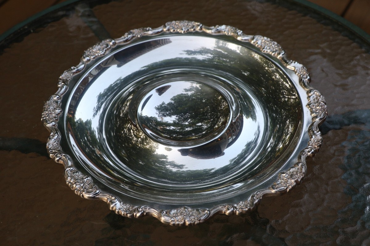 Vintage 15” Silver Plated Platter, EPCA by Poole 437 Chip Dip or