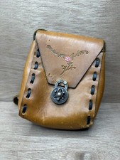 Vintage hand crafted and painted purse Boho Flowers 8.5x7
