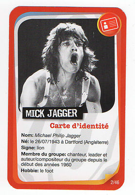 Französische Popstar Karte #02 Rolling Stones Sänger Mick Jagger Zunge & Lippen Logo