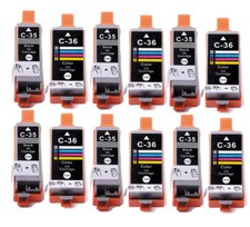12PK PGI-35 CLI-36 Ink Cartridges w/ smartchip for Canon Pixma iP110 iP100 TR150