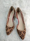Chinese Laundry Women 9 Shoes Browns Animal Print Vegan Suede Cone Heel Red Trim