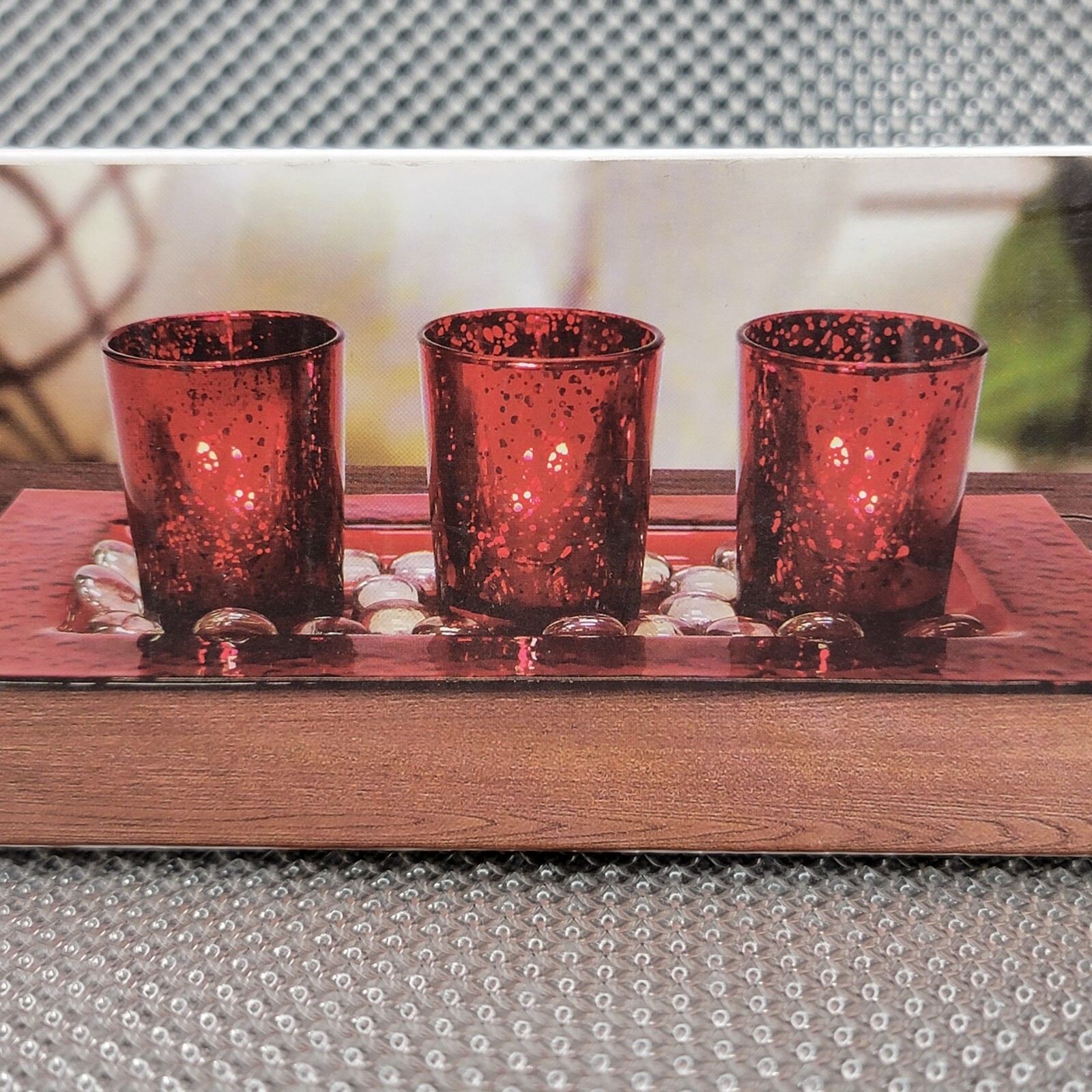 New 3 Piece Red Glass Candle Holder Set For Tealights Candles