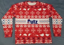 UTZ Potato Chips Pretzels all over print promo sweatshirt size LARGE shirt