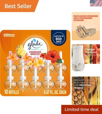 Hawaiian Breeze Air Freshener Refills - 6.7 Fl Oz, 10 Pack of Essential Oils