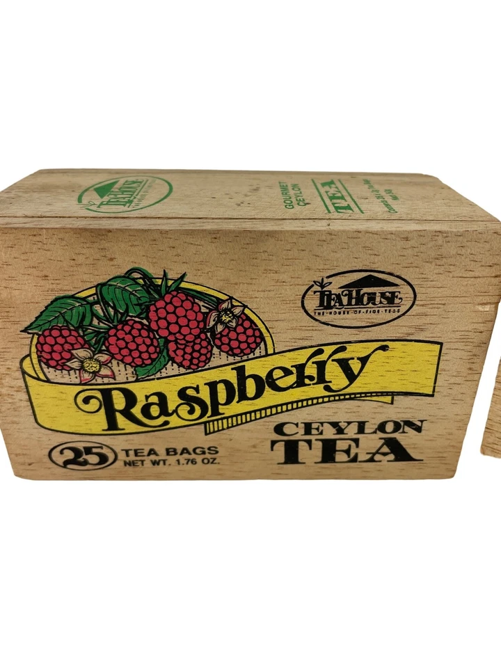 Teahouse Raspberry & English Breakfast Ceylon Tea Wooden Box w/ Slide Set of 2 - Image 3 of 4