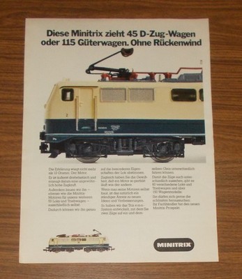Rare Advertising MINITRIX Model Railway D Train Pulls 115 Freight Cars 1980