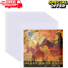 30 Pack 4 Mil Thick Vinyl Sleeves, 12.75" X 12.75" Vinyl Record Sleeves Clear