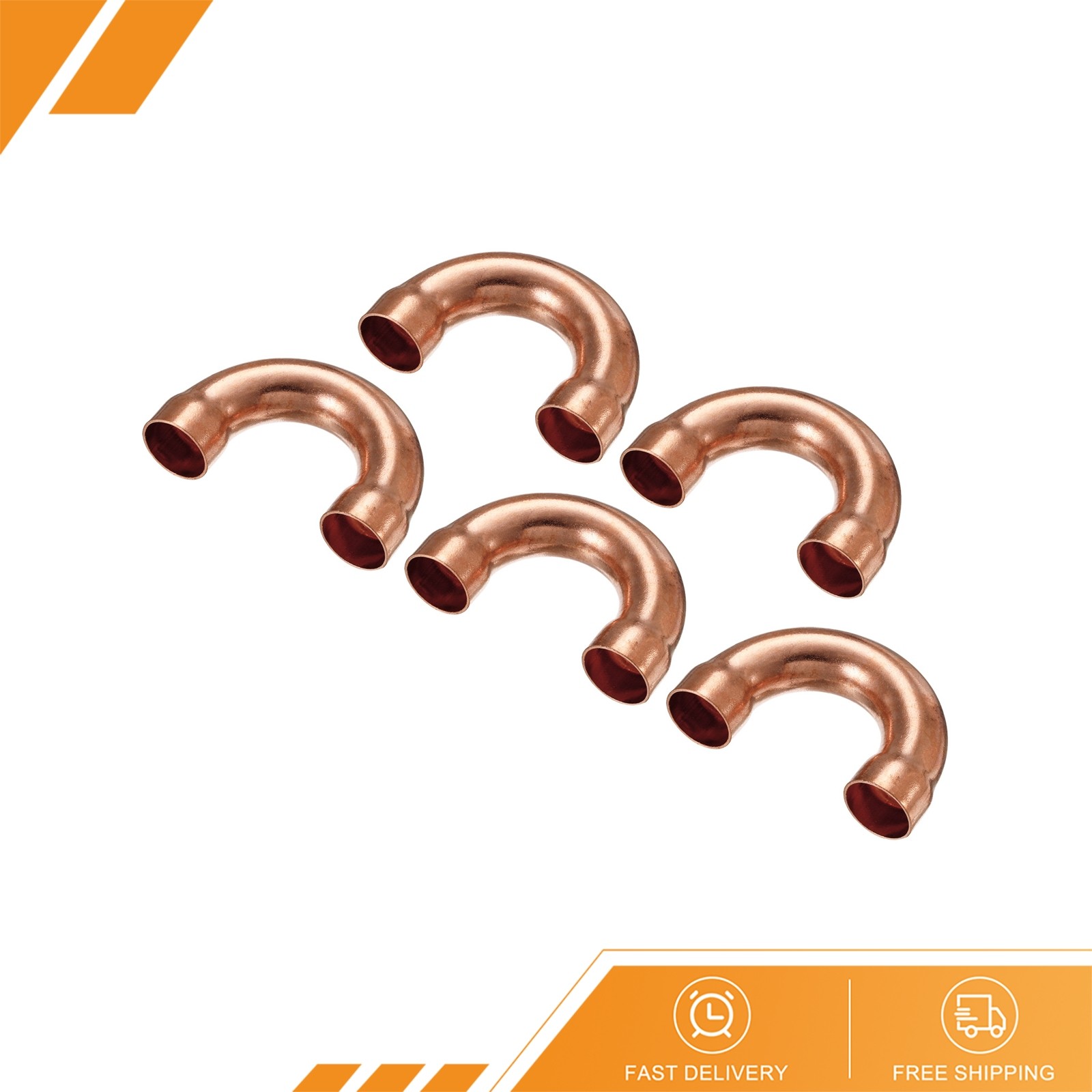 5 x U Shape Elbow 180 Degree Copper Pipe Fitting Sweat Welding 16mm or 5/8" ID