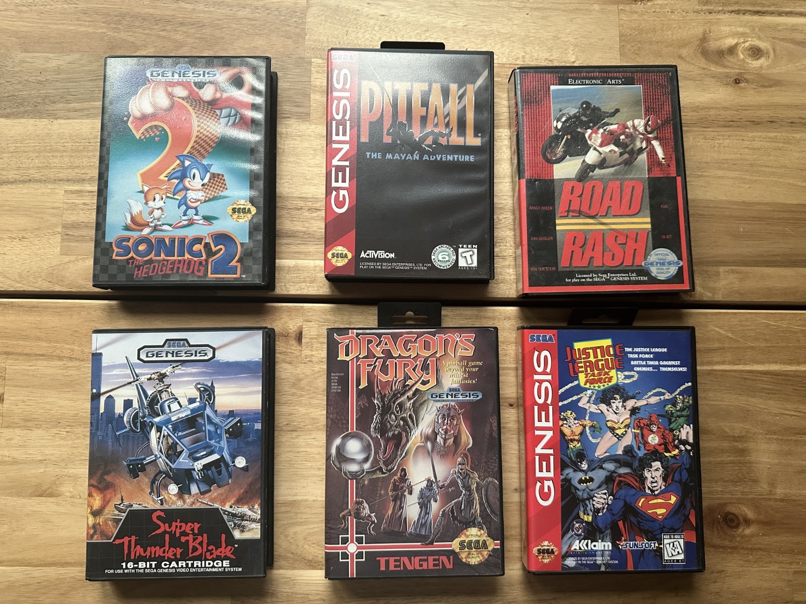 Sega Genesis Six Game Bundle All CIB - DragonFury, Justice, Road Rash, and more!