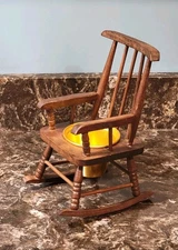 Vintage 8.5" Wooden Rocking Chair Plant Holder Display 3" Flower Pot Or Votive 
