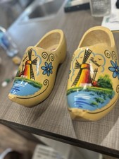 Vintage Dutch Wooden Clogs Holland Windmill Design Decor