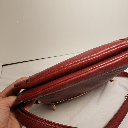 Gussaci Handtasche weinrot veganes Leder Umhängetasche Nieten Taschen Reißverschlüsse - Bild 8 von 9