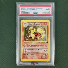 PSA 9 Blaine's Arcanine 1/132 Gym Challenge Unlimited Holo Nintendo Pokemon Card