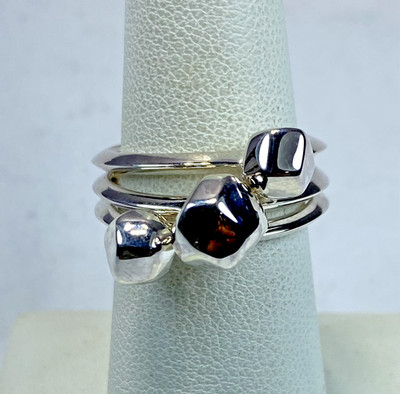 Kit Heath Rokk Nugget Stackable Ring Set Sterling Silver Size 6.5 NWT 8.7g