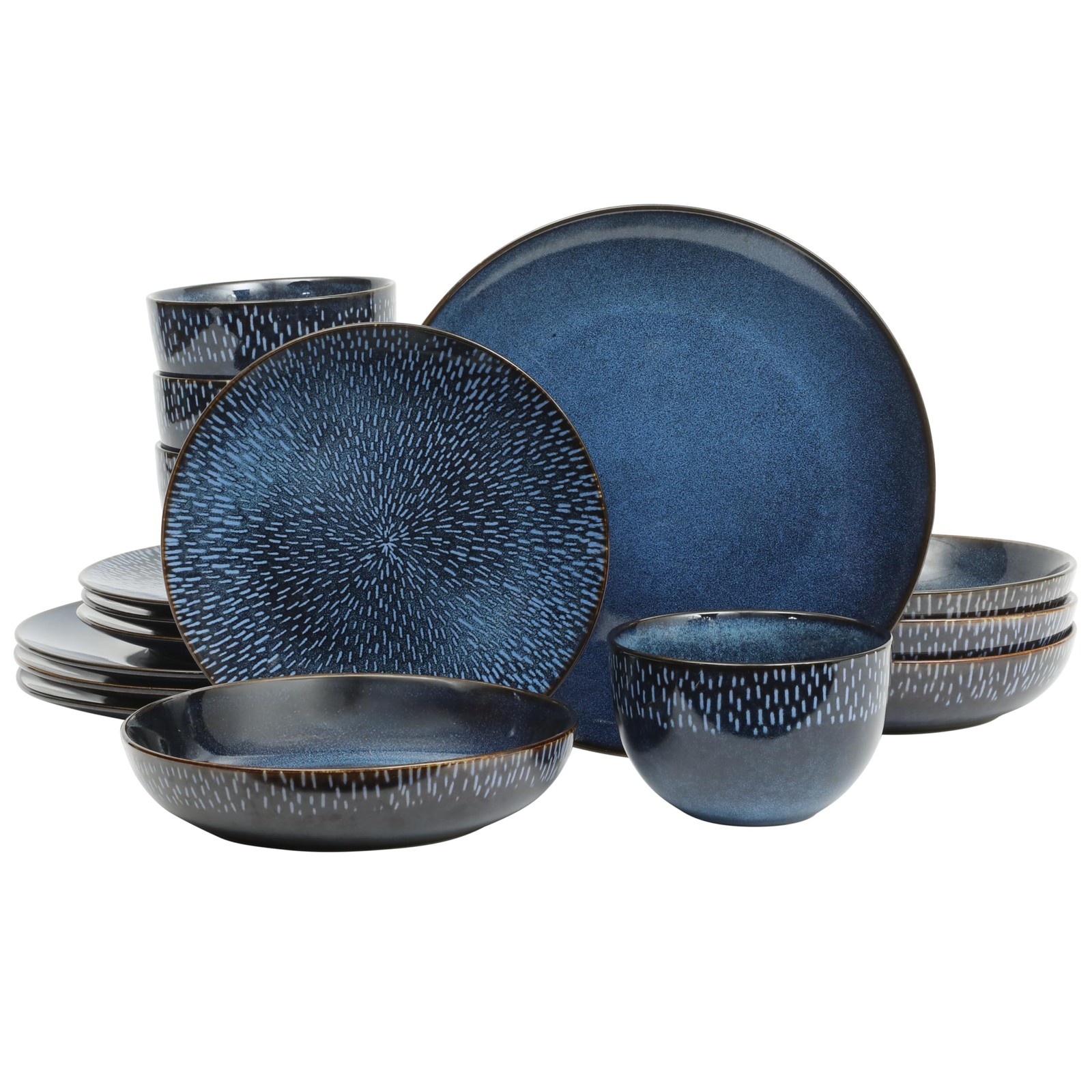 Gibson Elite Matisse 16-Piece Dinnerware Set &ndash; Double Bowl Reactive Glaze