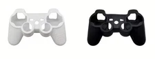 Silicone Soft Skin Case Cover for (PS3 & PS2) White/Black Controller Protective