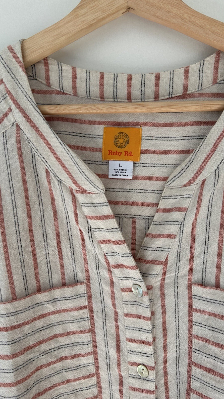 Ruby Rd. Blouse L Striped Button Front Cotton Lin… - image 5
