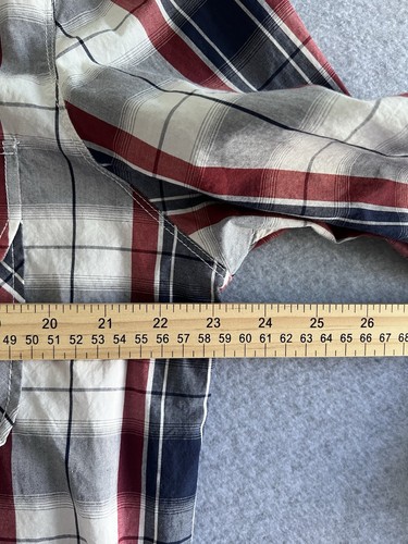 American Rag Cie Shirt Mens XL Long Sleeve Button Up Flannel Plaid White Red - Picture 10 of 13