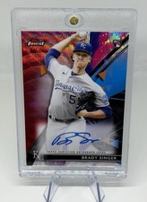 2021 Topps Finest Brady Singer RC Auto Red Wave Refractor /5 Rookie Royals