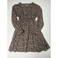 SHEIN Floral Flounce Sleeve Dress Multicolor Women's Large