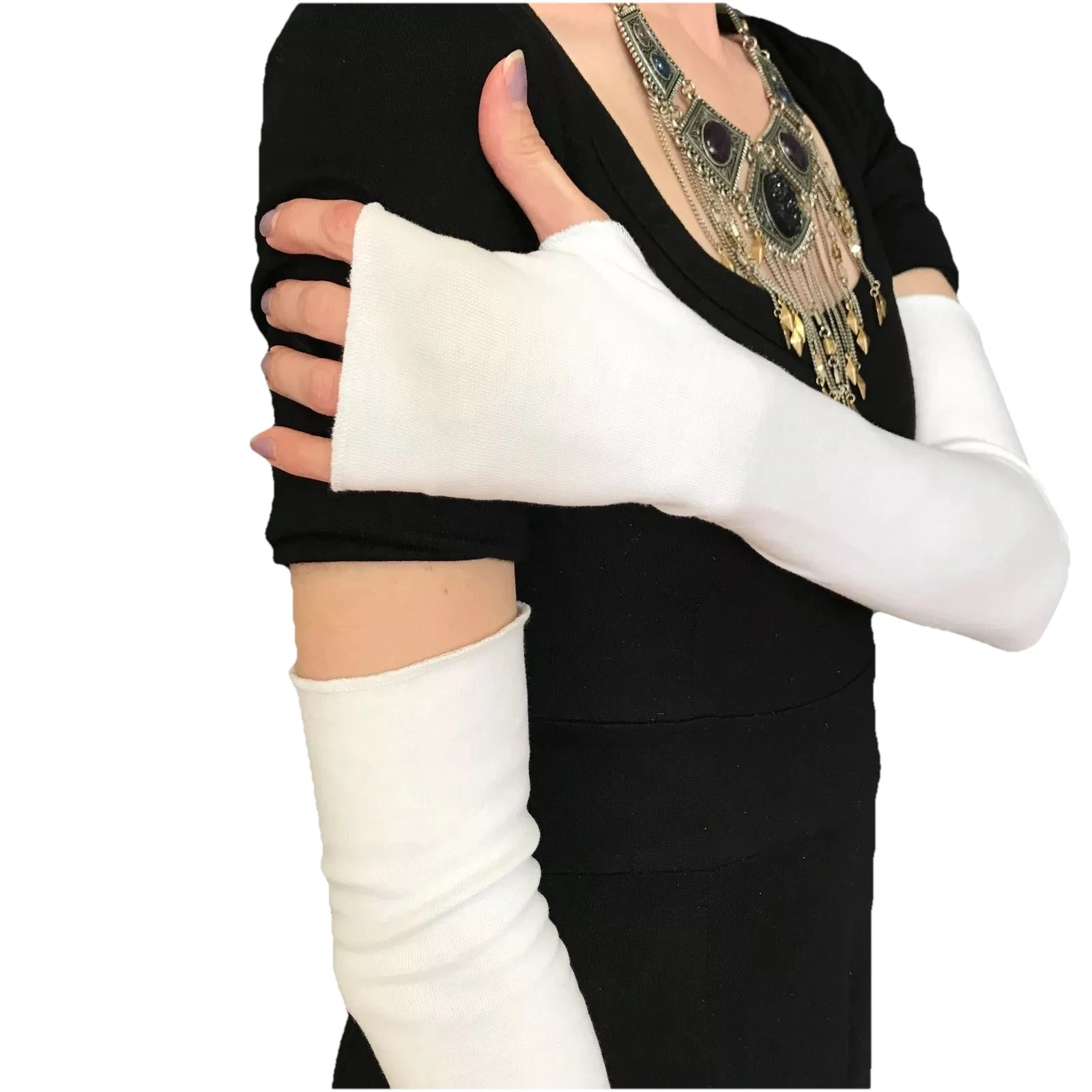 Long White Gloves Cotton Arm Warmers with Thumb Hole Scar Covers Sleeves Driving
Opens in a new wind