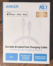 Anker 6' Durable Braided Lightning to USB-C Fast Charging Cable - White