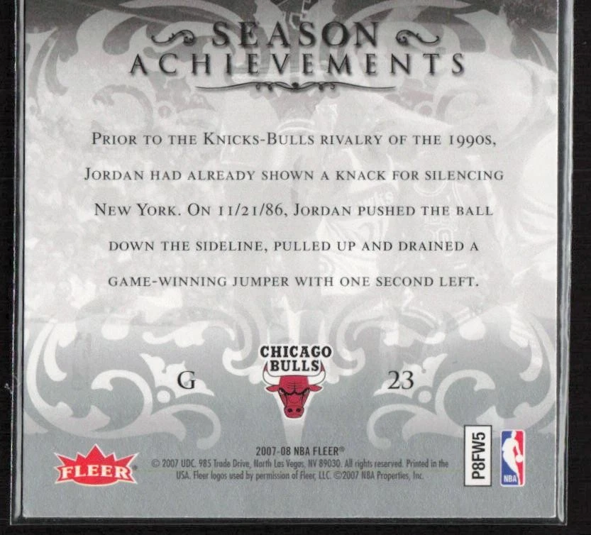 2007 Fleer Michael Jordan #SH11 Michael Jordan Season Achievements - Image 2 of 2